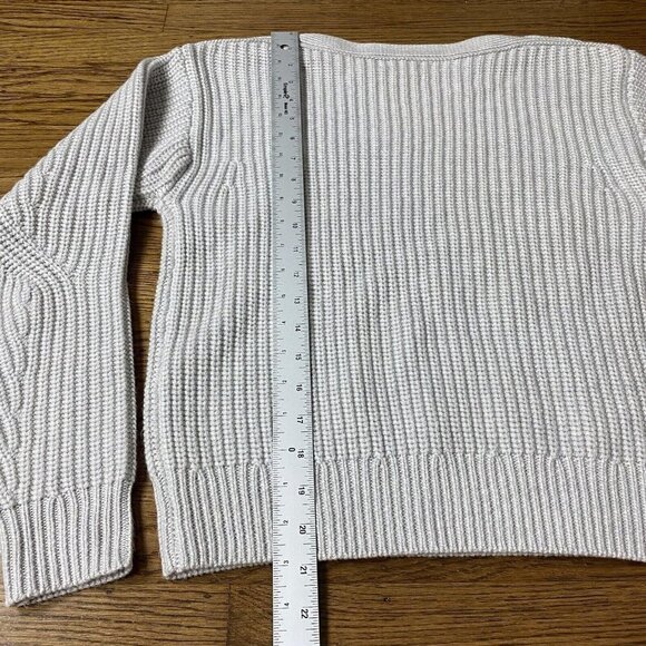 Aritzia Wilfred Calmont Sweater 100% Merino Wool Grey Ribbed Boatneck - Picture 11 of 12